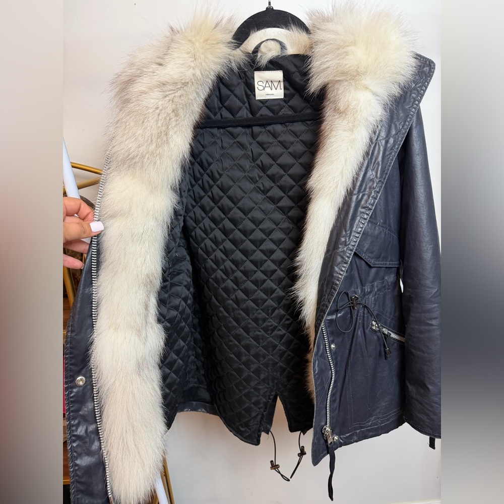 SAM. New York Rare Early 2010s Layered Parka with Genuine Finnish White Fox Fur - Picture 11 of 17